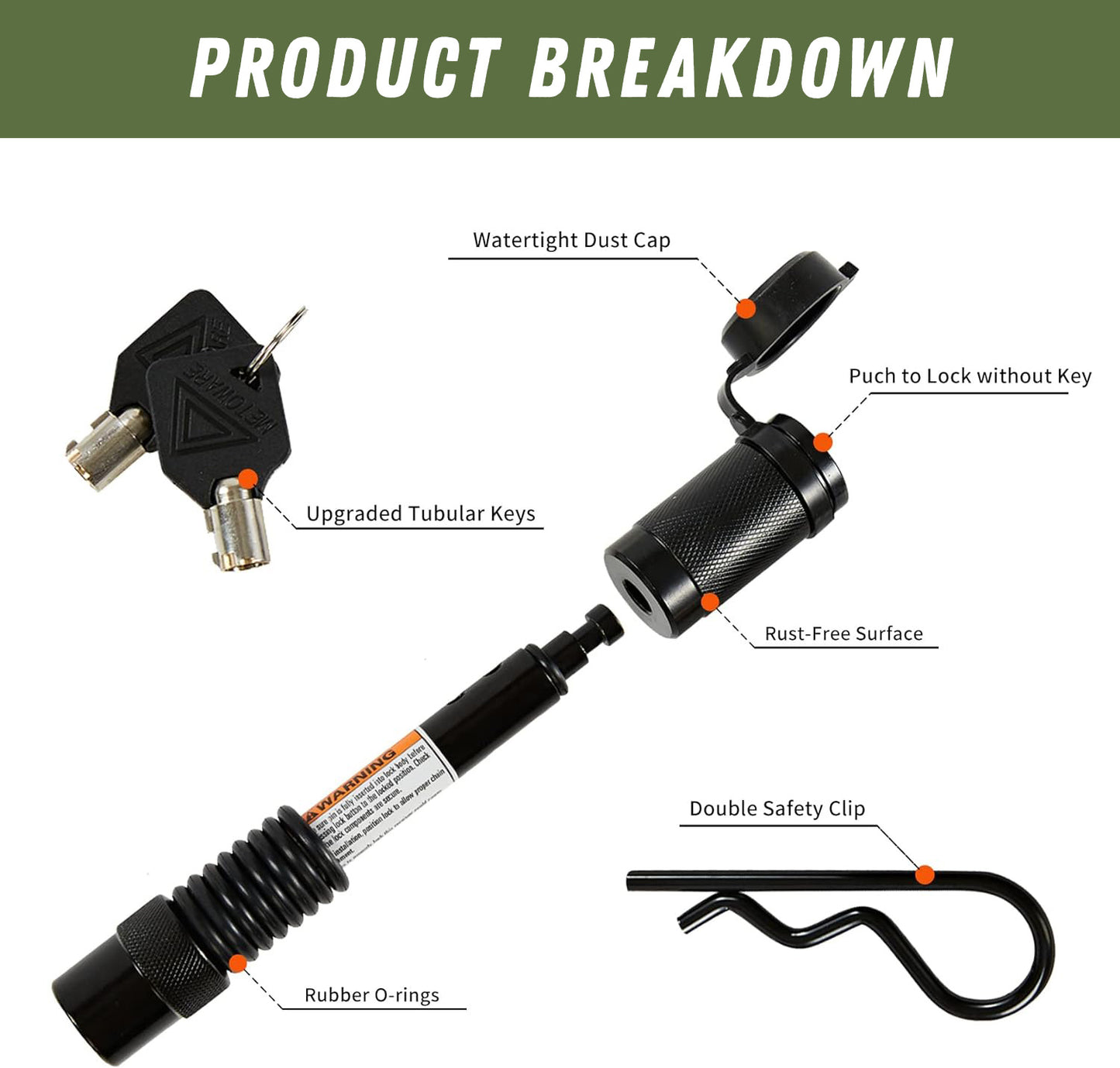 CAtuned Off-Road Hitch Lock Pin - 4 Wheel Overland