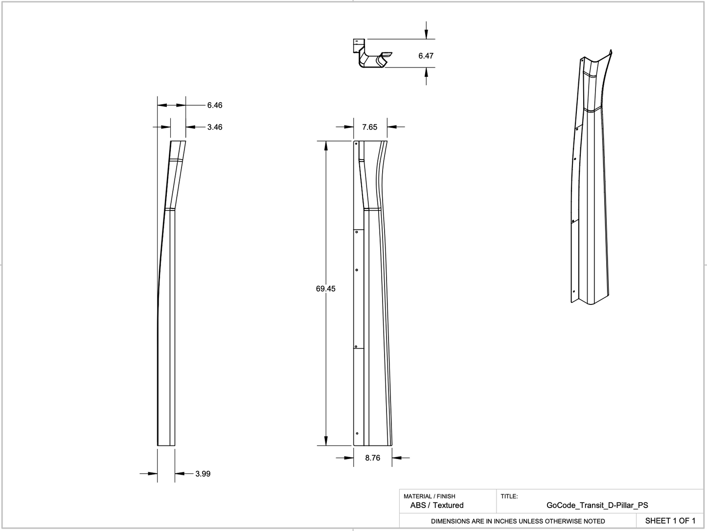 Ford Transit D Pillar Trim Kit - 4 Wheel Overland