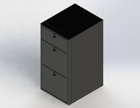 18" Three Drawer Base Cabinet - 4 Wheel Overland
