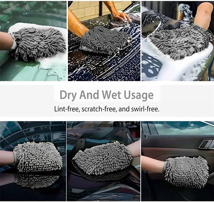 WASH&WHIPS Chenille Premium Scratch-Free Microfiber Lint-Free Blue Wash Mitt 8" x 10"in & Black Pitstop Particle Interceptor - 4 Wheel Overland