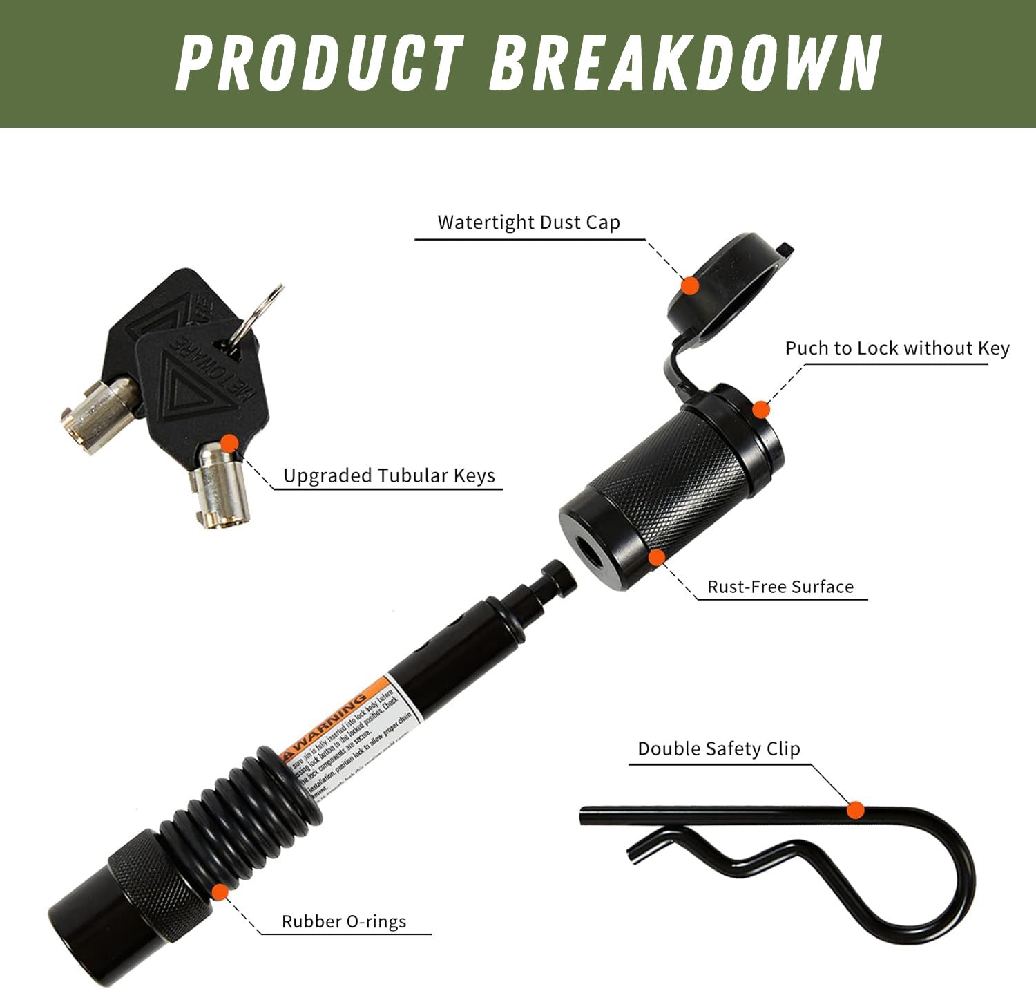 CAtuned Off-Road Hitch Lock Pin - 4 Wheel Overland