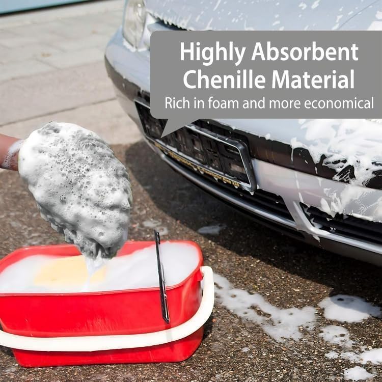 WASH&WHIPS Chenille Premium Scratch-Free Microfiber Lint-Free Blue Wash Mitt 8" x 10"in & Black Pitstop Particle Interceptor - 4 Wheel Overland