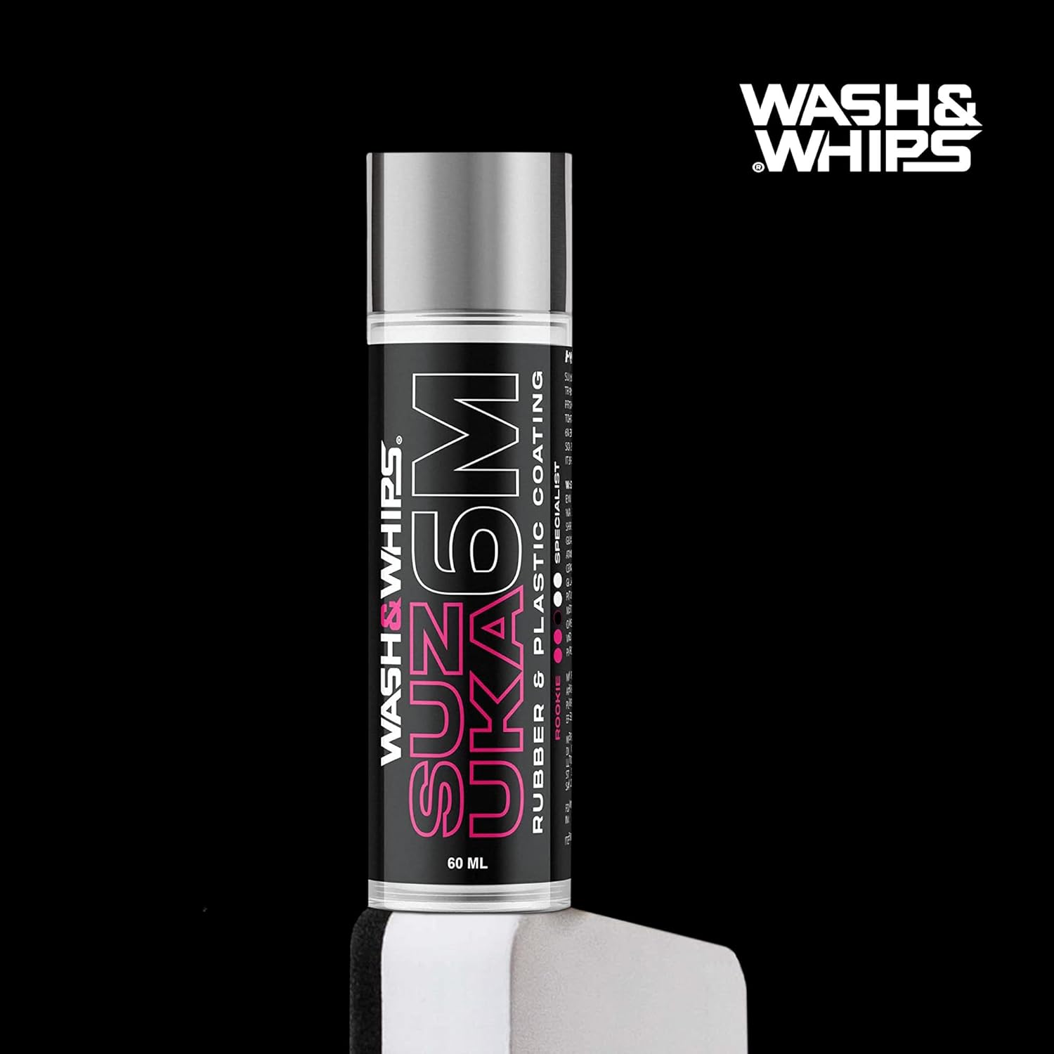 WASH&WHIPS Suzuka 6M Rubber & Plastic Coating for Cars, Restores and Brings Back Black - Concentrated Formula Non-Greasy, 60ml - 4 Wheel Overland