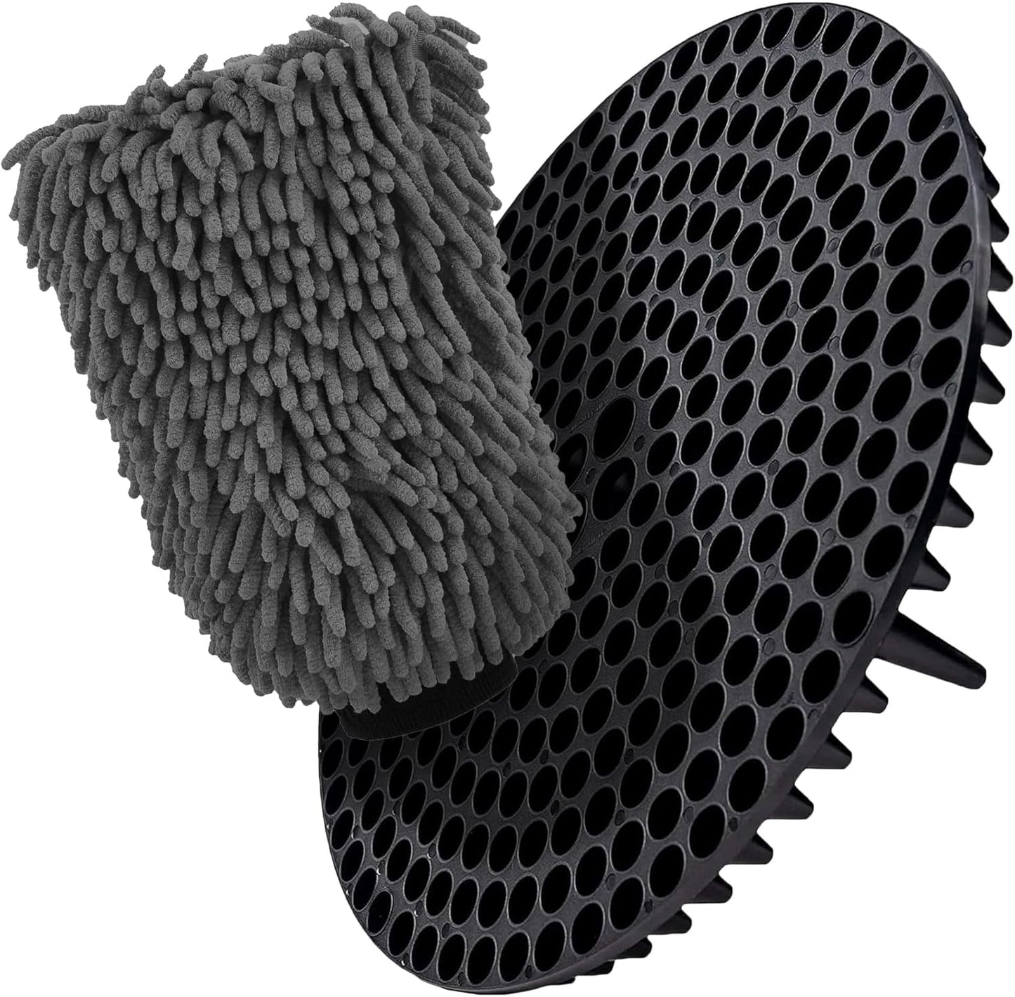 WASH&WHIPS Chenille Premium Scratch-Free Microfiber Lint-Free Blue Wash Mitt 8" x 10"in & Black Pitstop Particle Interceptor - 4 Wheel Overland