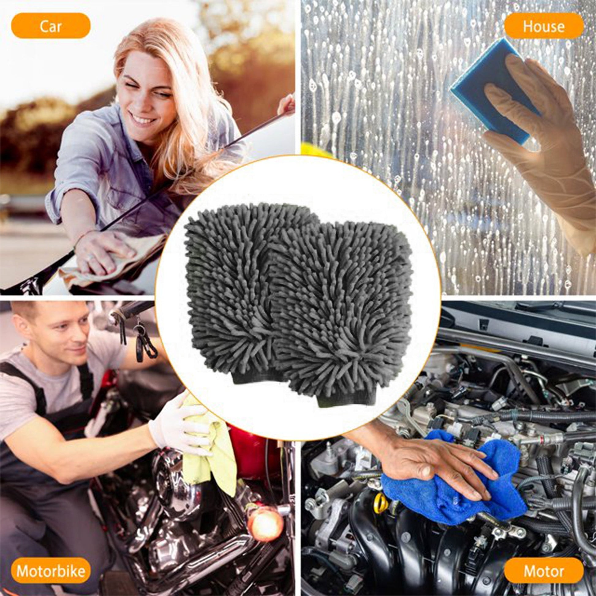 WASH&WHIPS Microfiber Chenille Car Cleaning Mitt - 2pk - 4 Wheel Overland