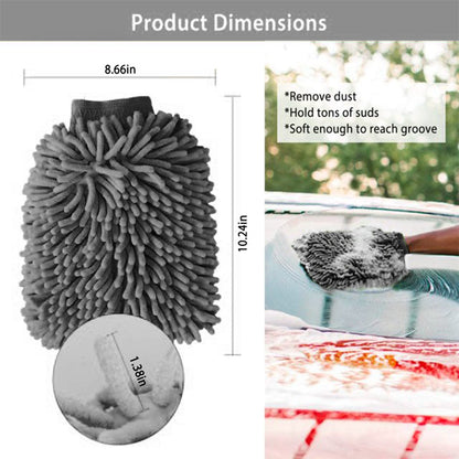 WASH&WHIPS Microfiber Chenille Car Cleaning Mitt - 2pk - 4 Wheel Overland