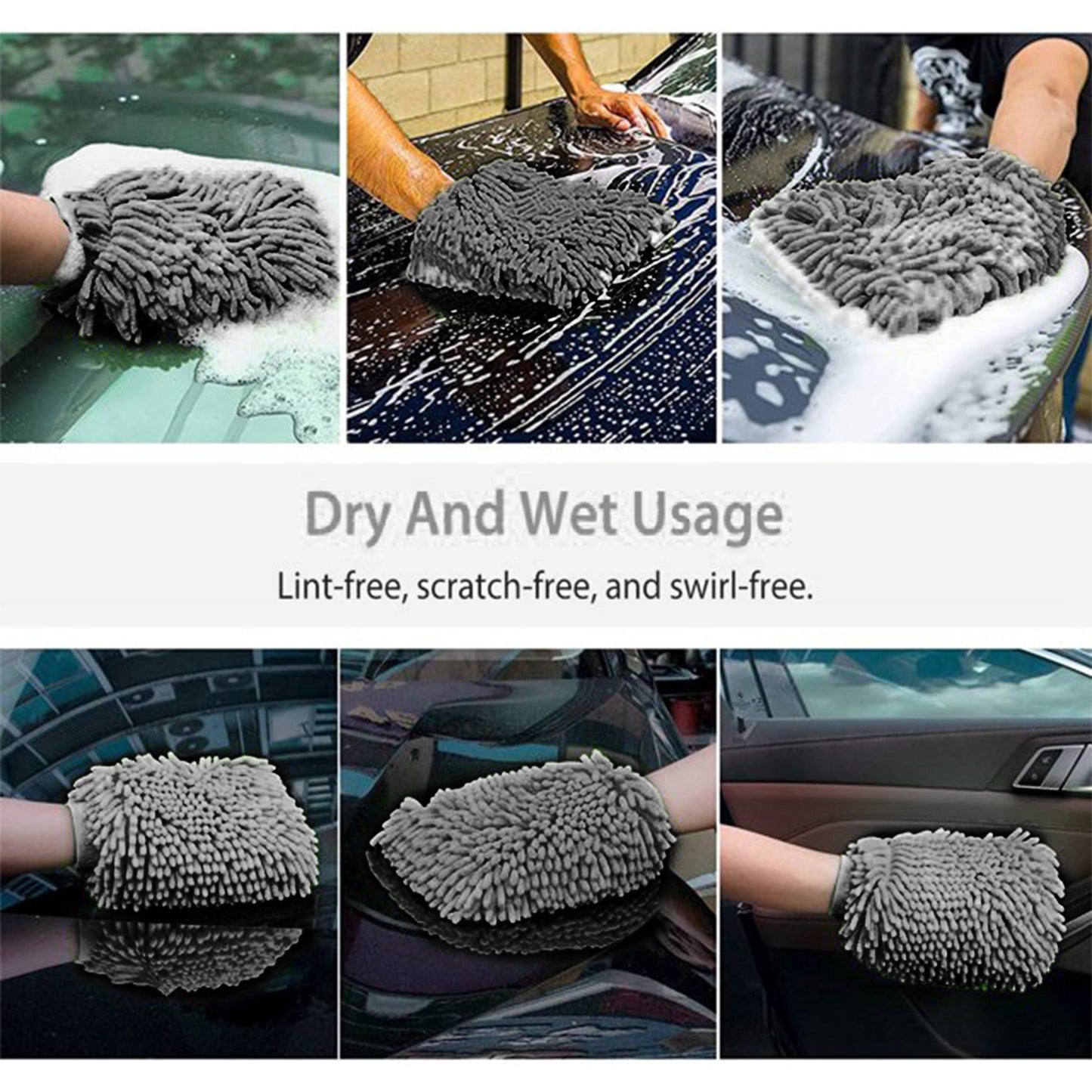 WASH&WHIPS Microfiber Chenille Car Cleaning Mitt - 2pk - 4 Wheel Overland