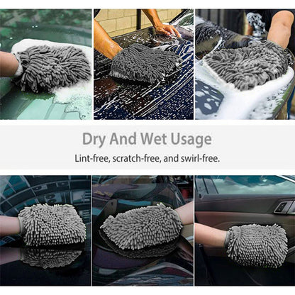 WASH&WHIPS Microfiber Chenille Car Cleaning Mitt - 2pk - 4 Wheel Overland