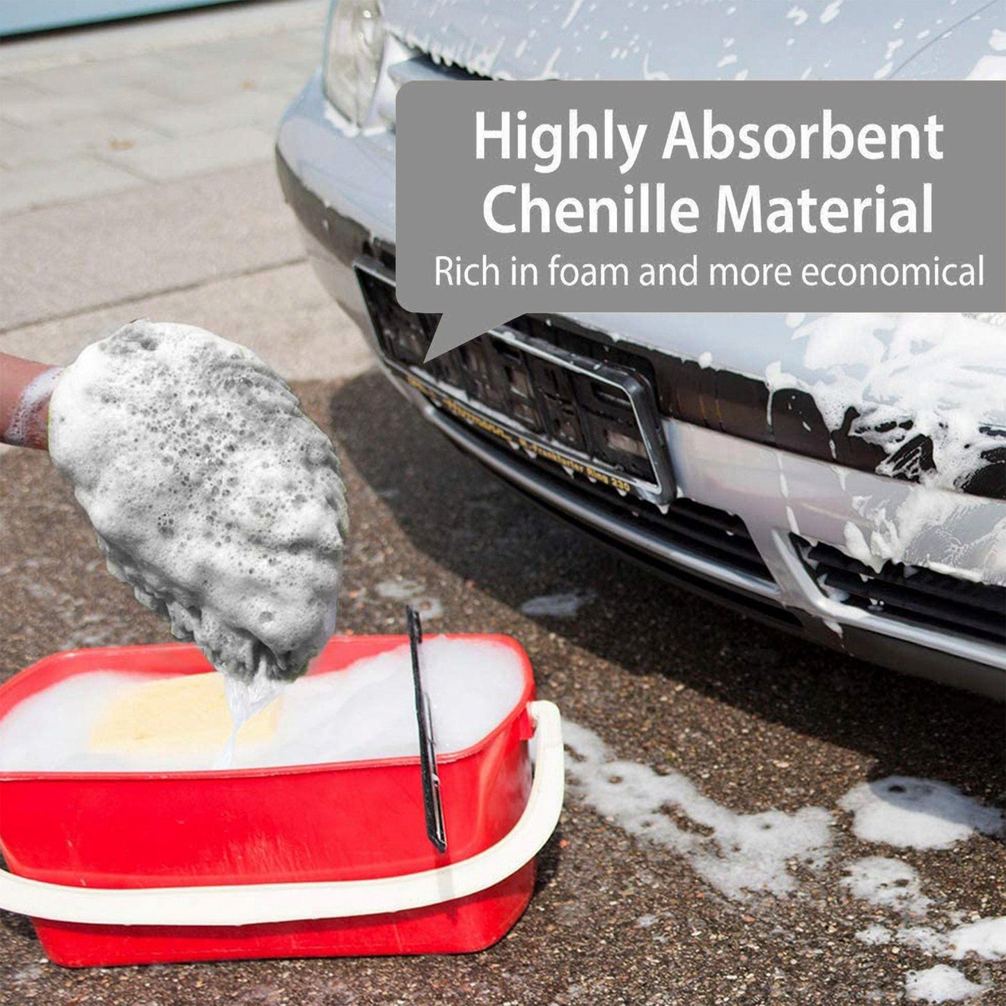 WASH&WHIPS Microfiber Chenille Car Cleaning Mitt - 2pk - 4 Wheel Overland