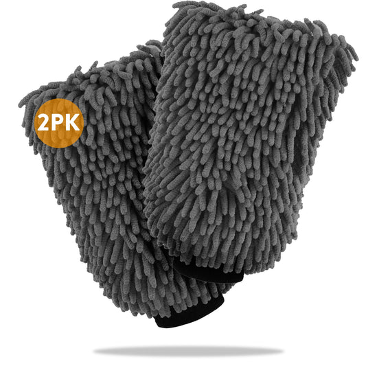 WASH&WHIPS Microfiber Chenille Car Cleaning Mitt - 2pk - 4 Wheel Overland