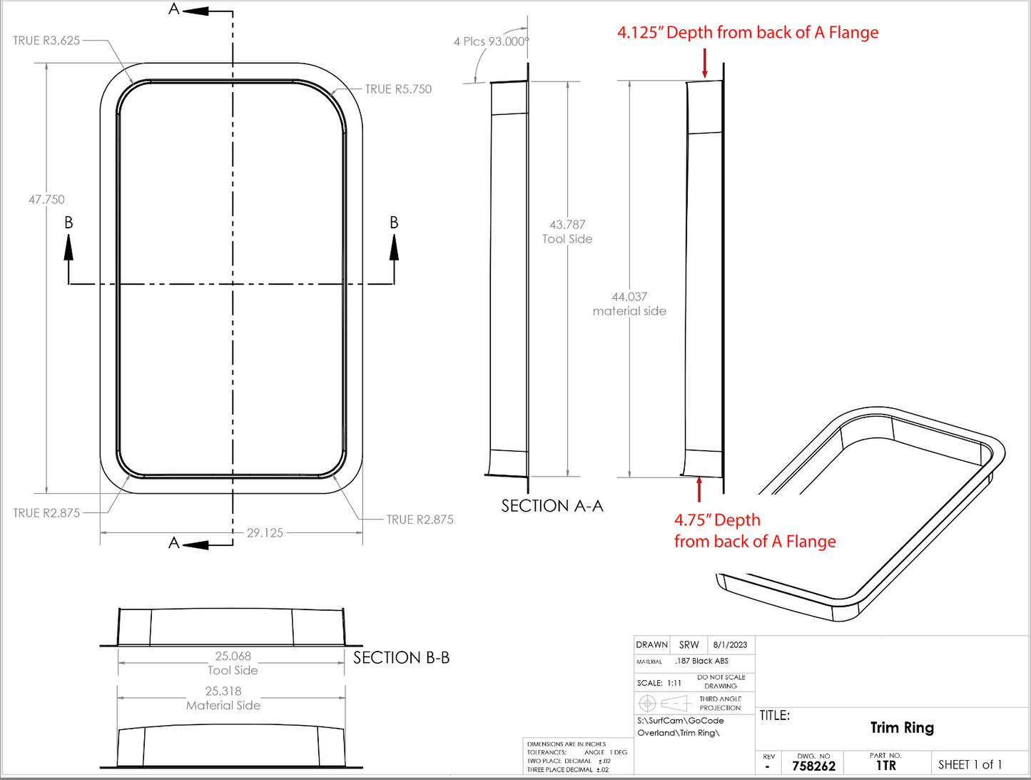 Ford Transit Window Driver Forward AMA Trim Ring - 4 Wheel Overland