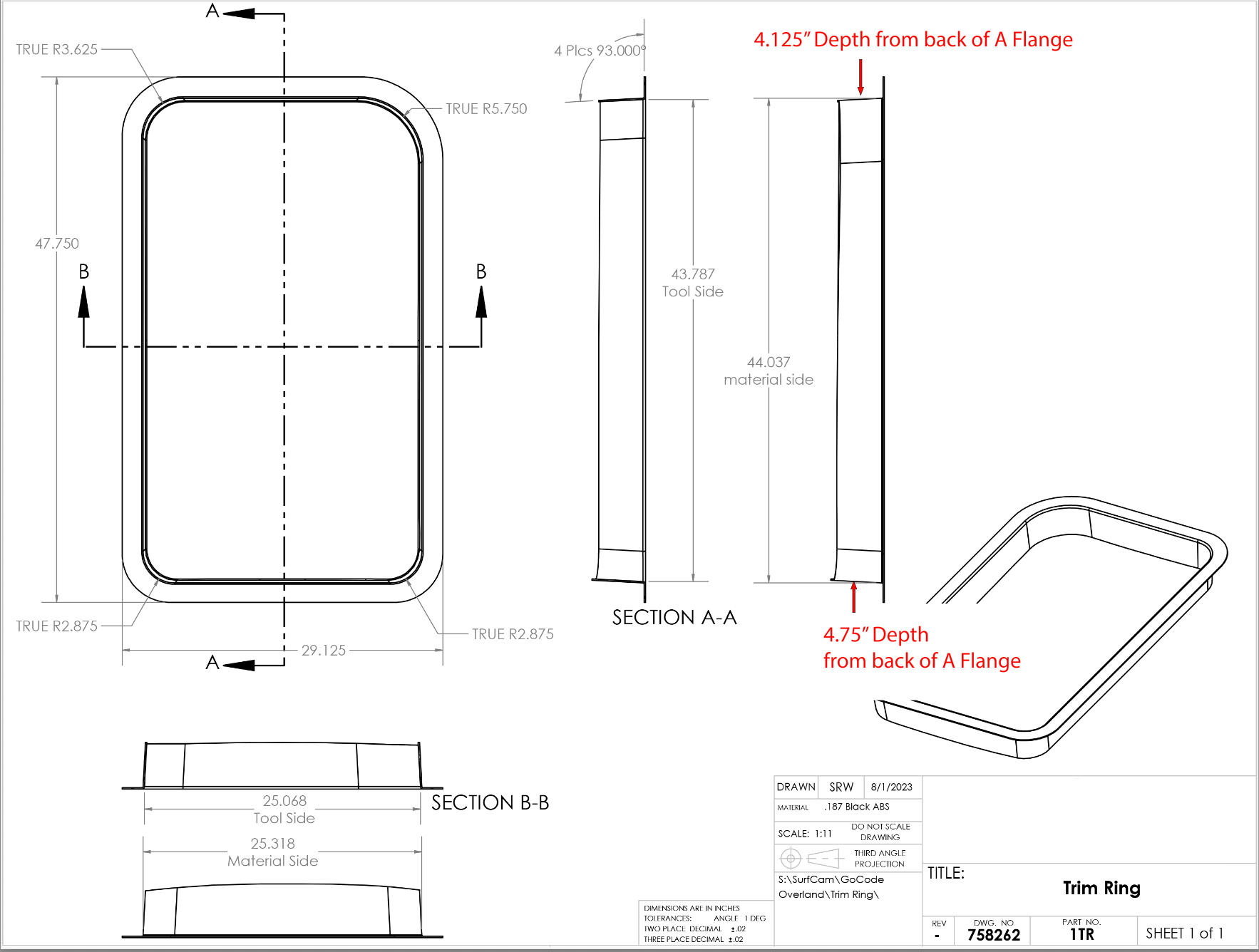 Ford Transit Window Driver Forward AMA Trim Ring - 4 Wheel Overland