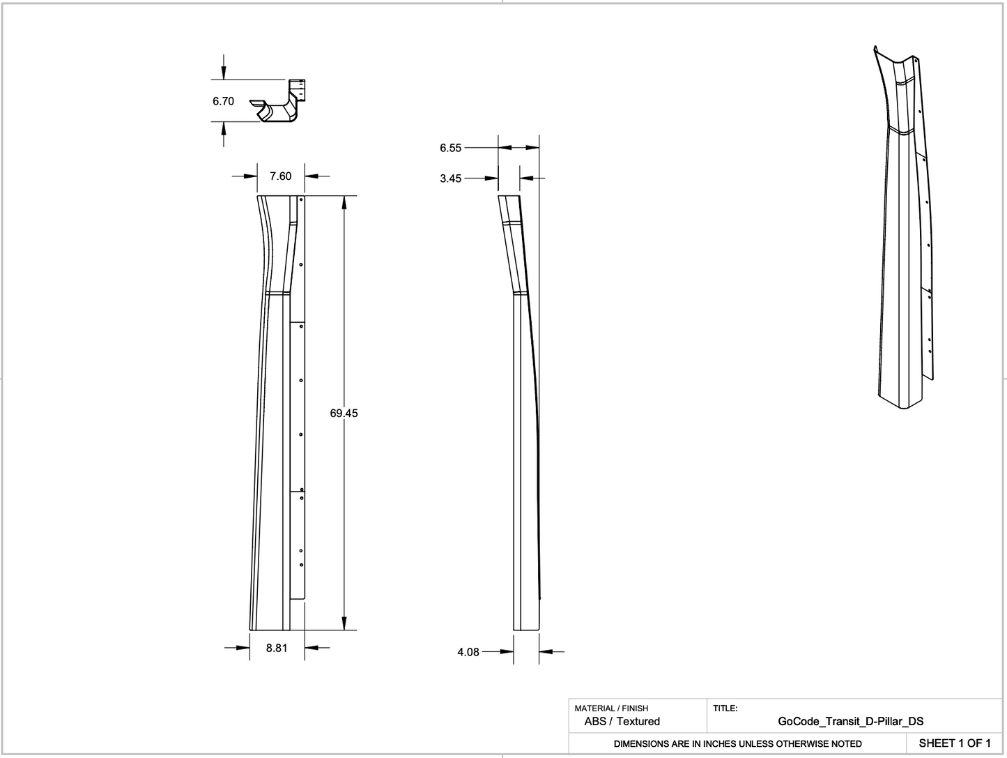 Ford Transit D Pillar Trim Kit - 4 Wheel Overland