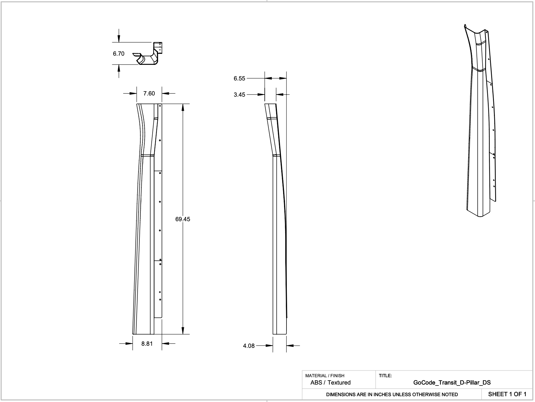 Ford Transit D Pillar Trim Kit - 4 Wheel Overland