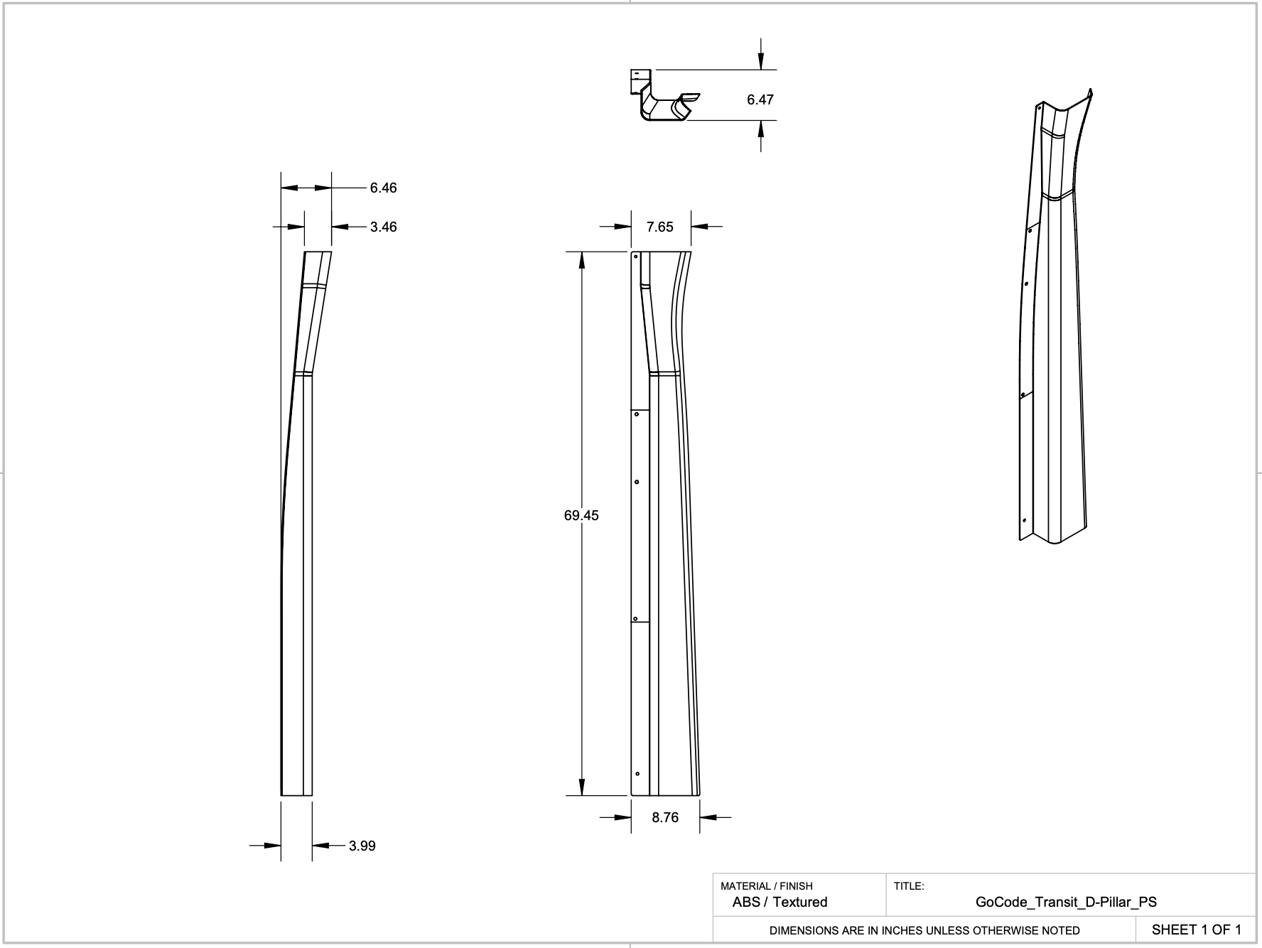 Ford Transit D Pillar Trim Kit - 4 Wheel Overland